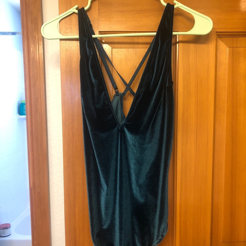 Sexy Blue Velvet Bodysuit